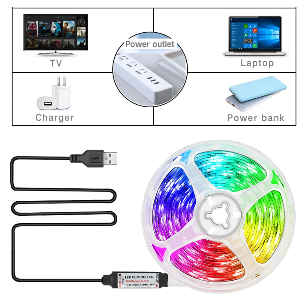 🌈 Bande LED RGB FRST – Ambiance Lumineuse avec Télécommande IR (5V)